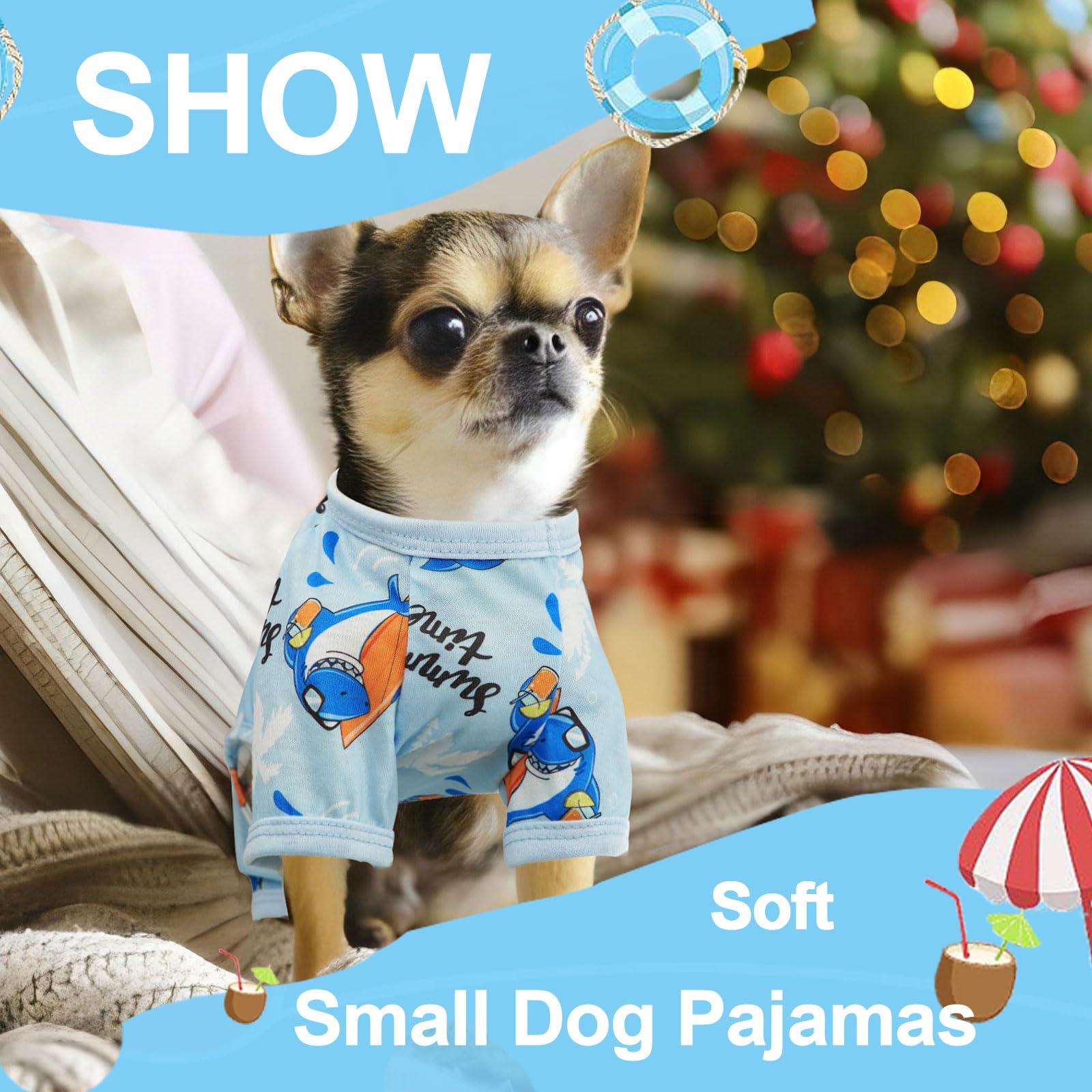 Dog Pajamas For Small Dogs - Cute Summer Puppy Clothes, Soft Stretchy Pjs For Boy Girl Doggie (Small)